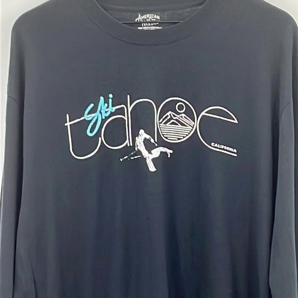 American Needle Ski Tahoe Crewneck Long Sleeve T Shirt in Black - NWOT - Size XL - Picture 2 of 4